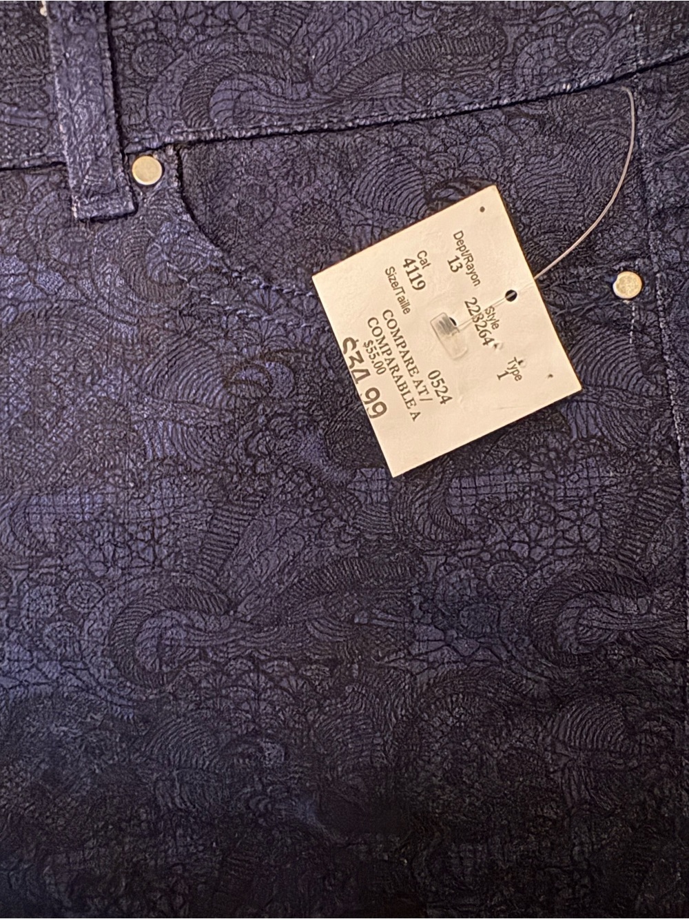 Kenneth Cole lace overlay indigo jeans 👖